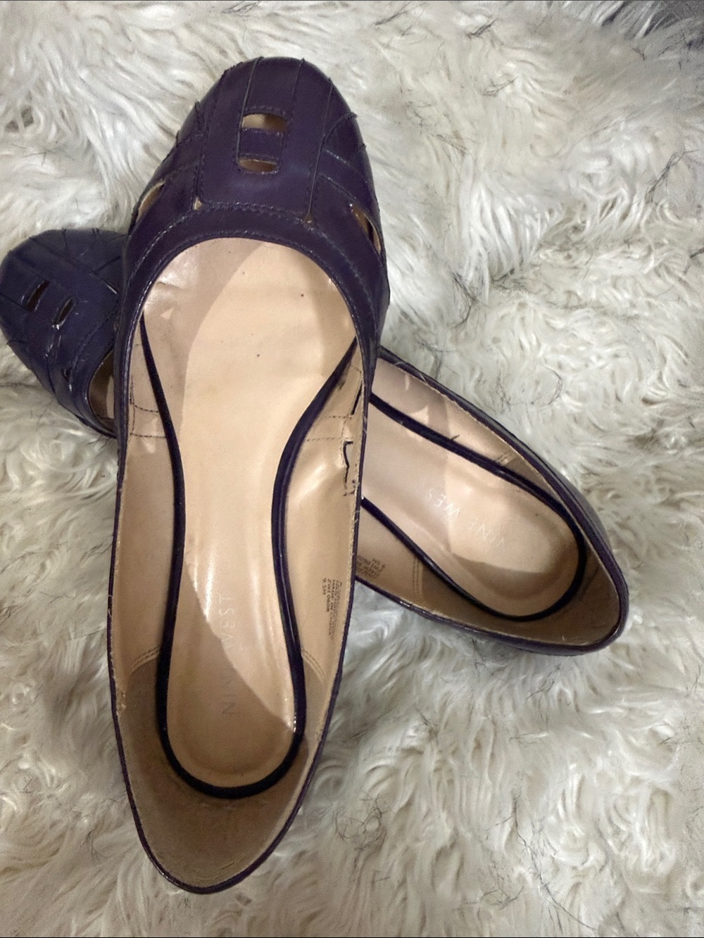 Nine West Purple Peep-Toe Flats